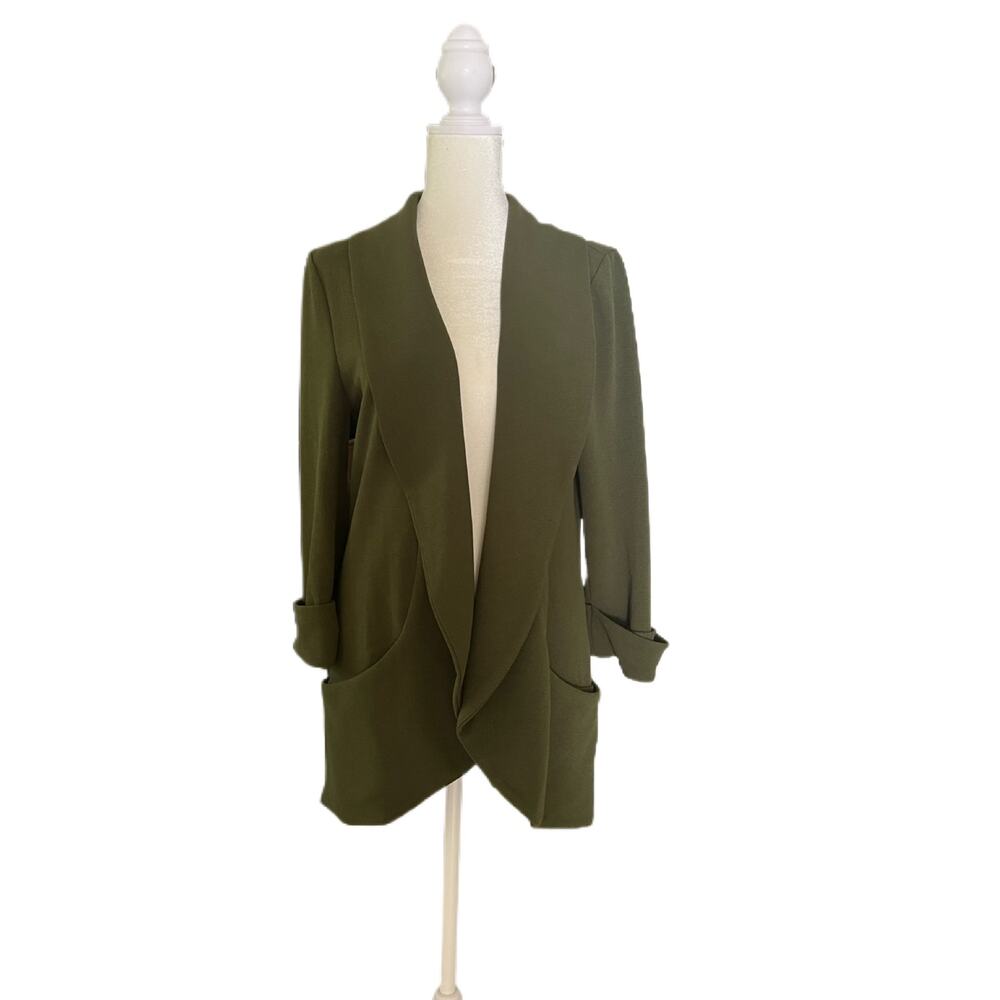 French Mauve Olive Green Blazer Size L MSRP $99